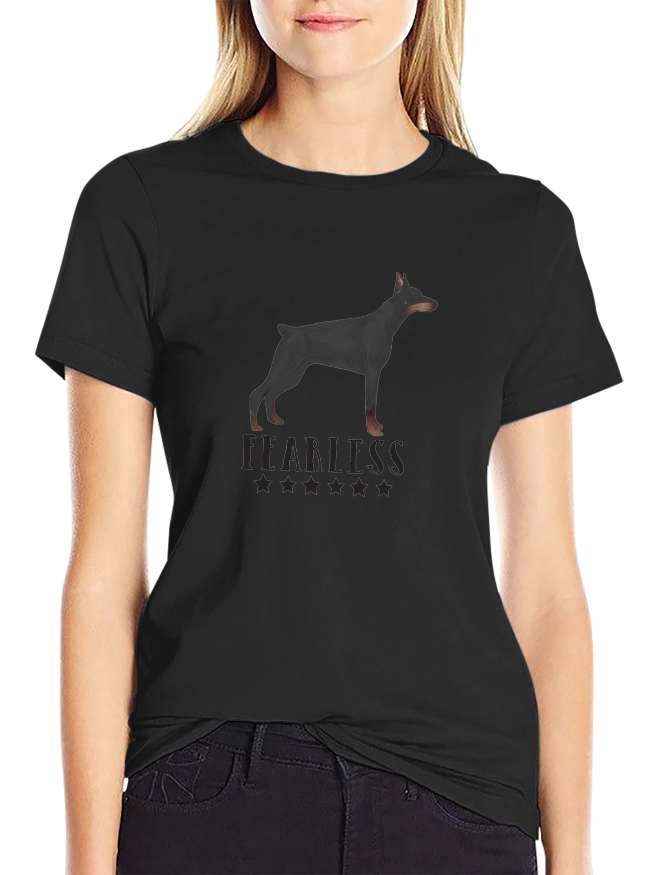 Fearless Doberman Graphic Tee - Black