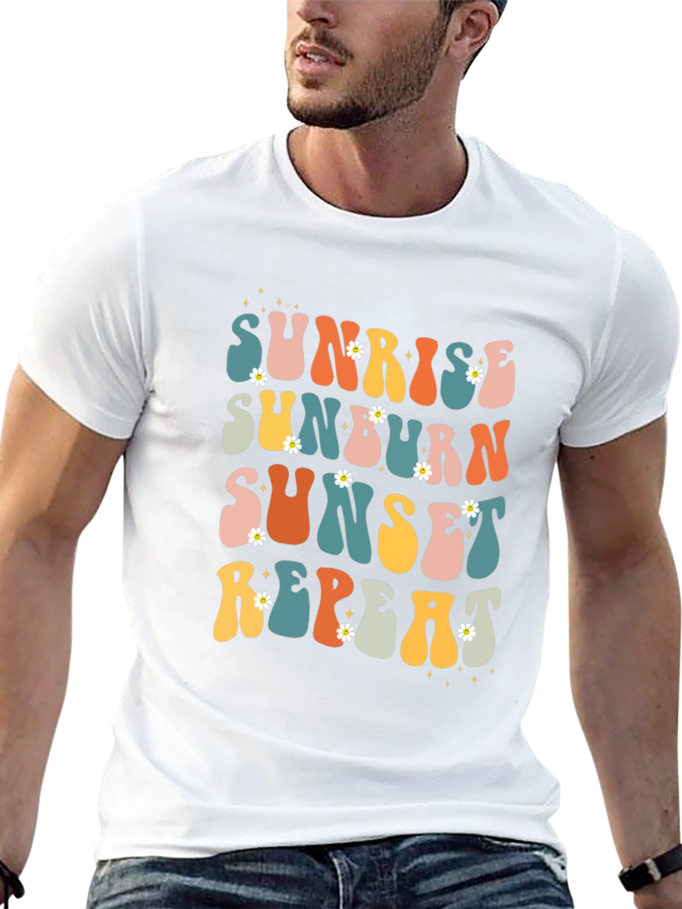 Sunrise Sunburn Sunset Repeat Retro Graphic T-Shirt