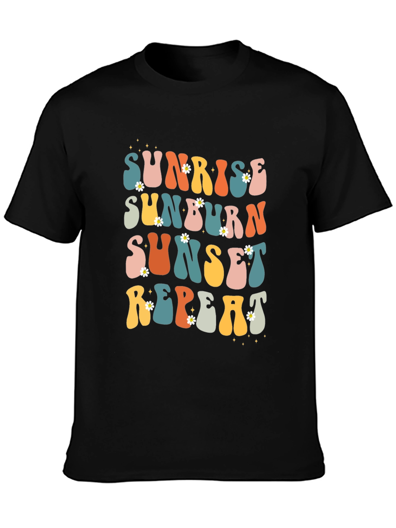 Sunrise Sunburn Sunset Repeat Retro Graphic T-Shirt