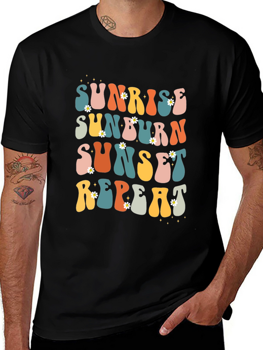Sunrise Sunburn Sunset Repeat Retro Graphic T-Shirt