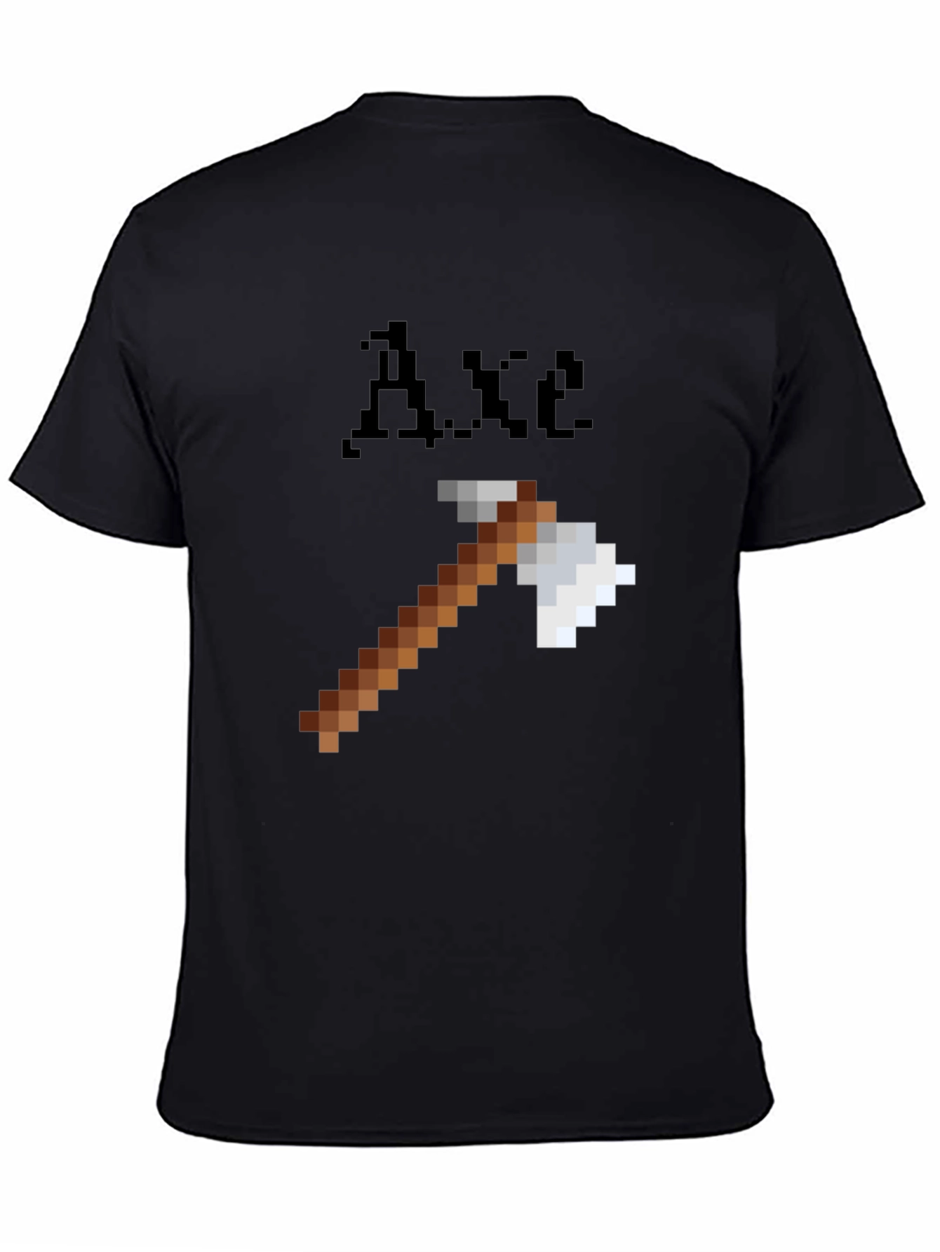 Minecraft Axe Pixel Art Black T-Shirt