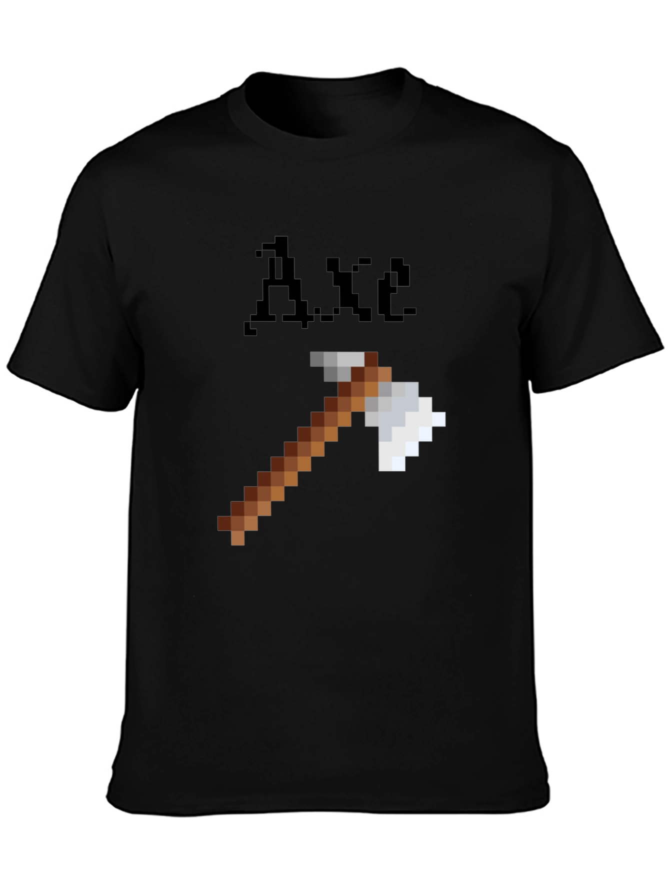 Minecraft Axe Pixel Art Black T-Shirt