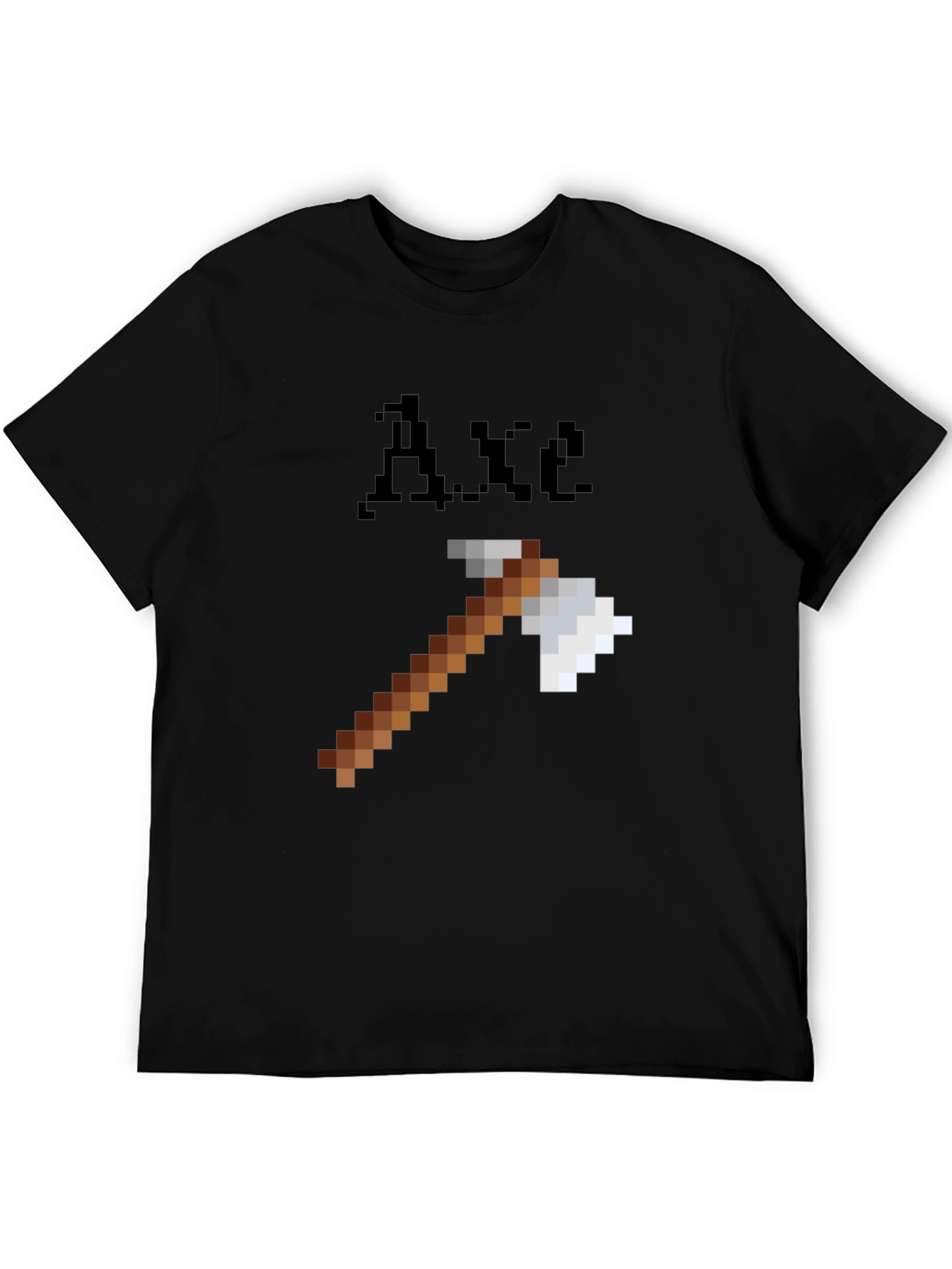 Minecraft Axe Pixel Art Black T-Shirt