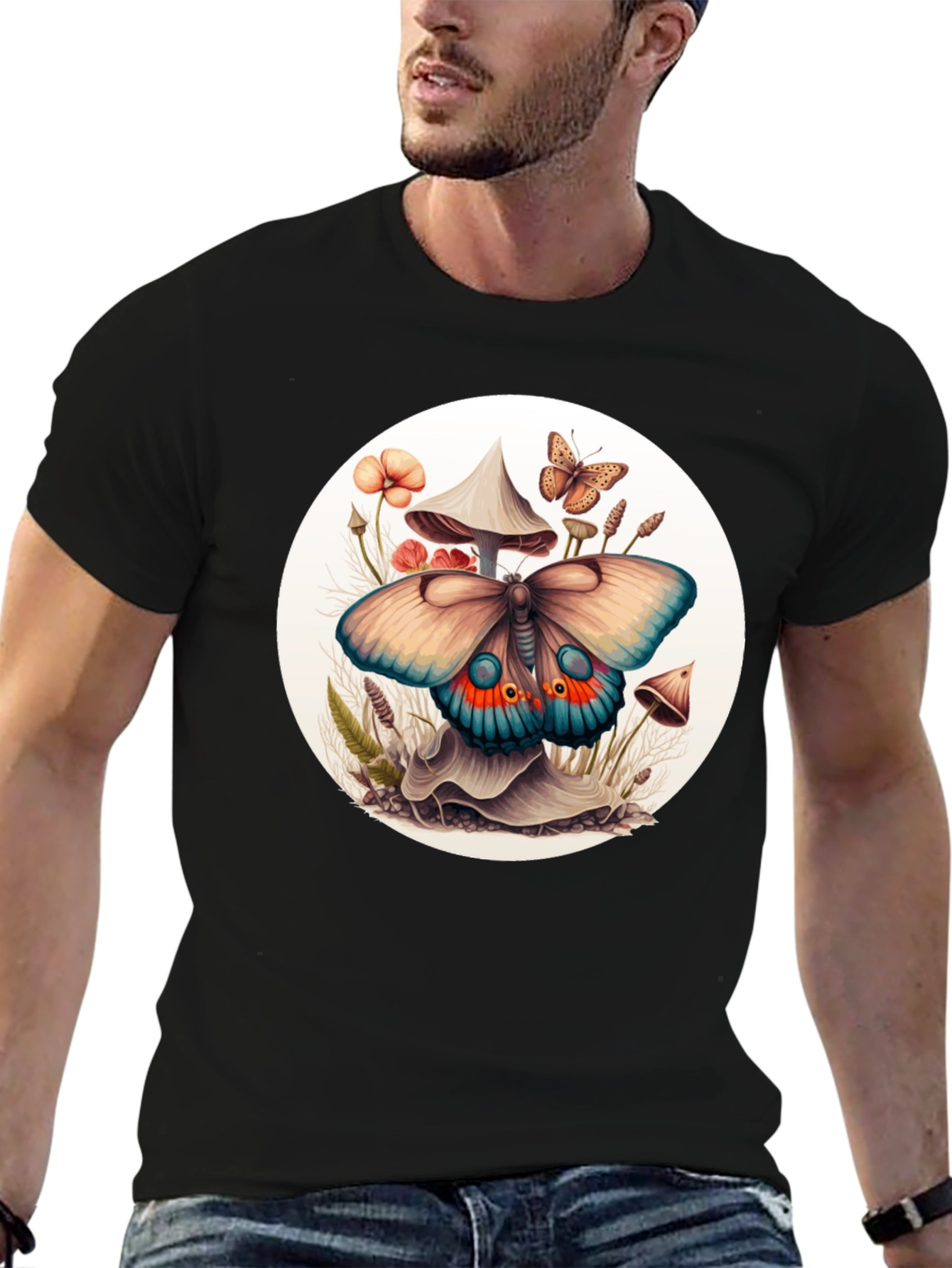 Mushroom Butterfly Graphic Tee