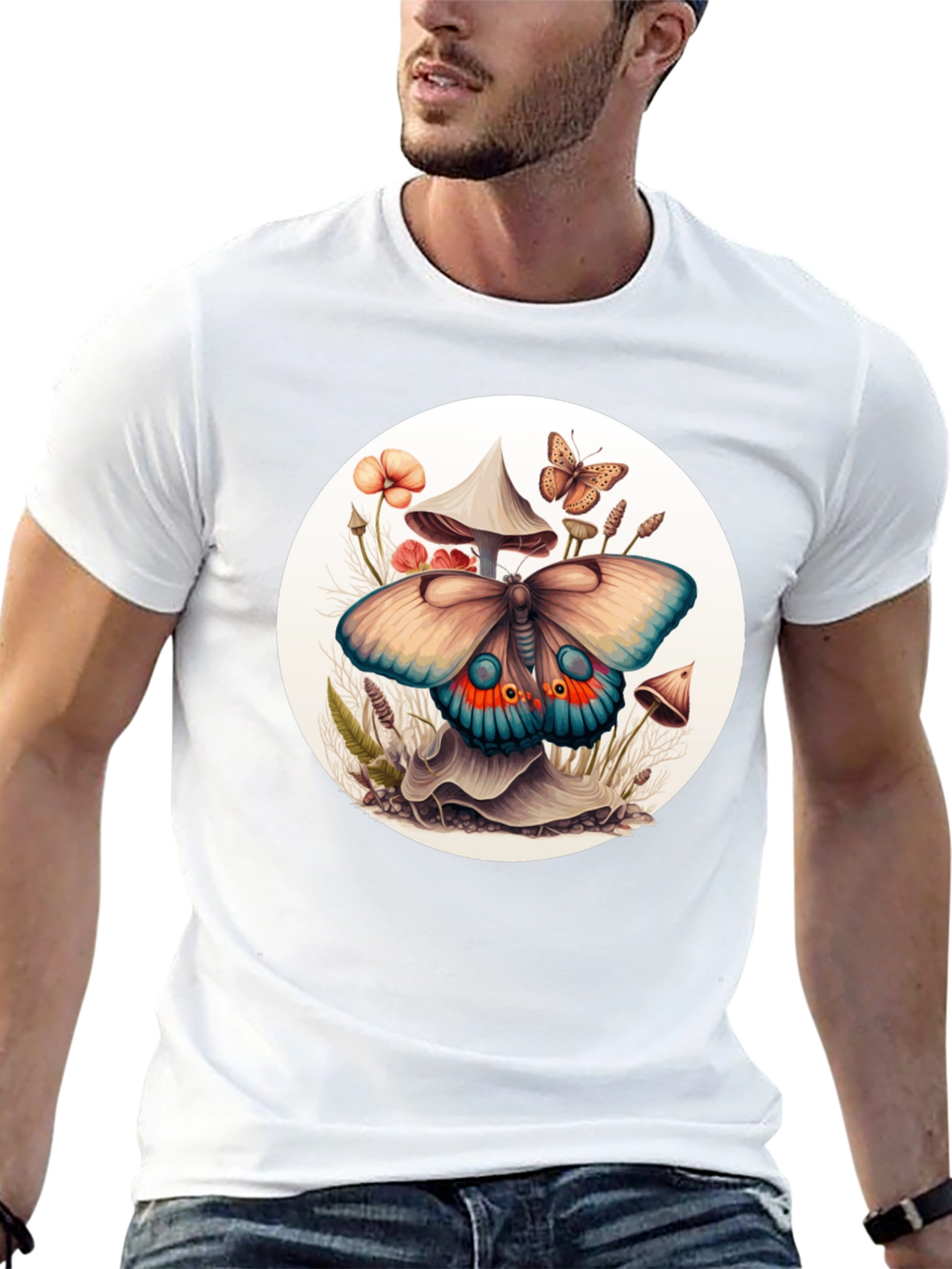 Mushroom Butterfly Graphic Tee