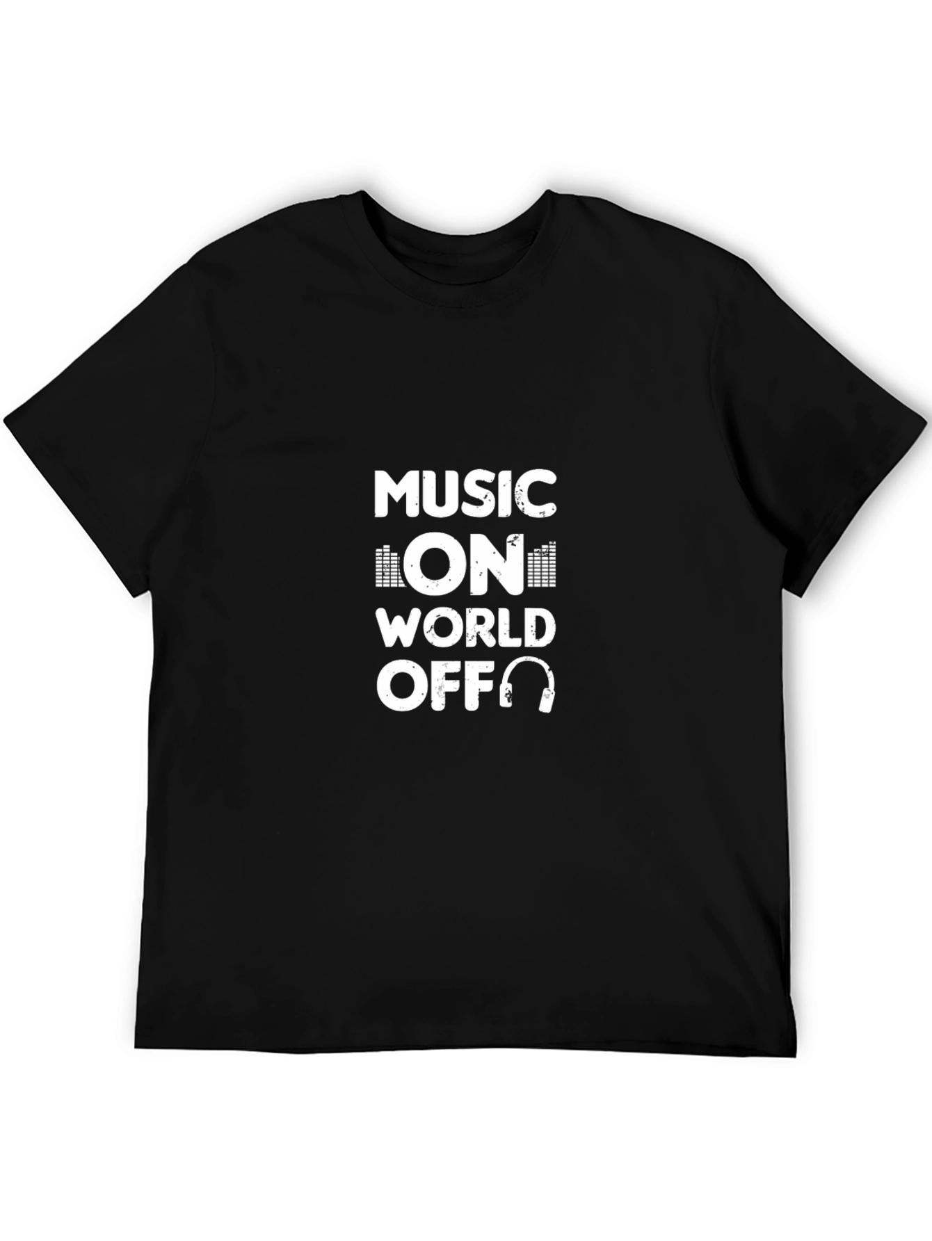 Music On World Off Black Graphic Tee