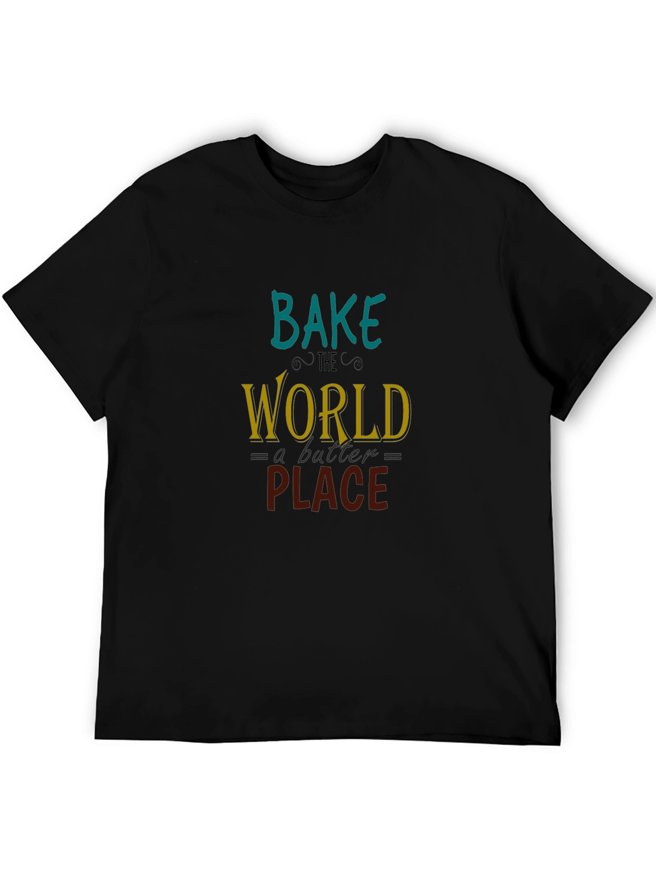 Bake the World T-Shirt: Black Cotton Tee