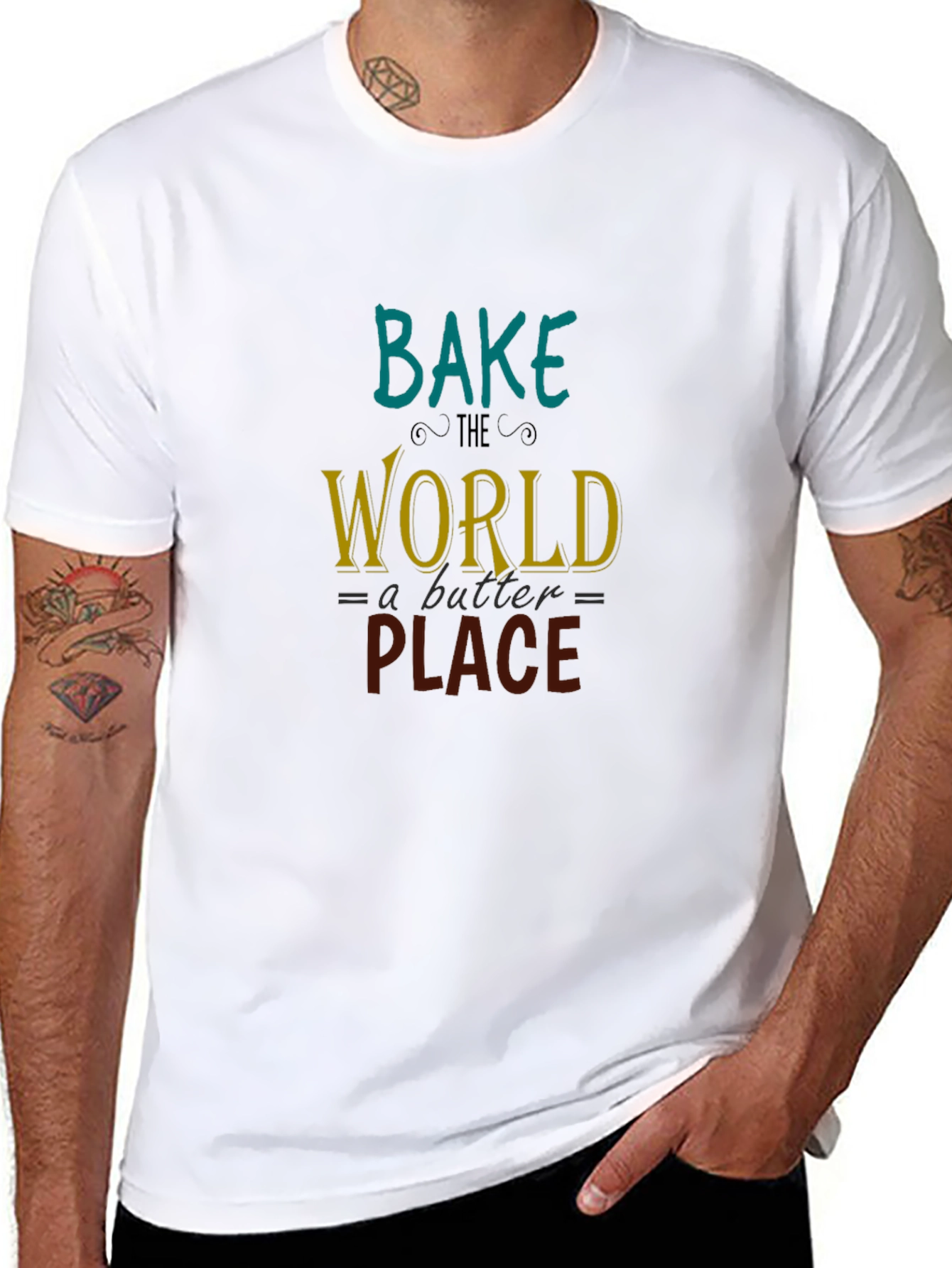 Bake the World T-Shirt: Black Cotton Tee