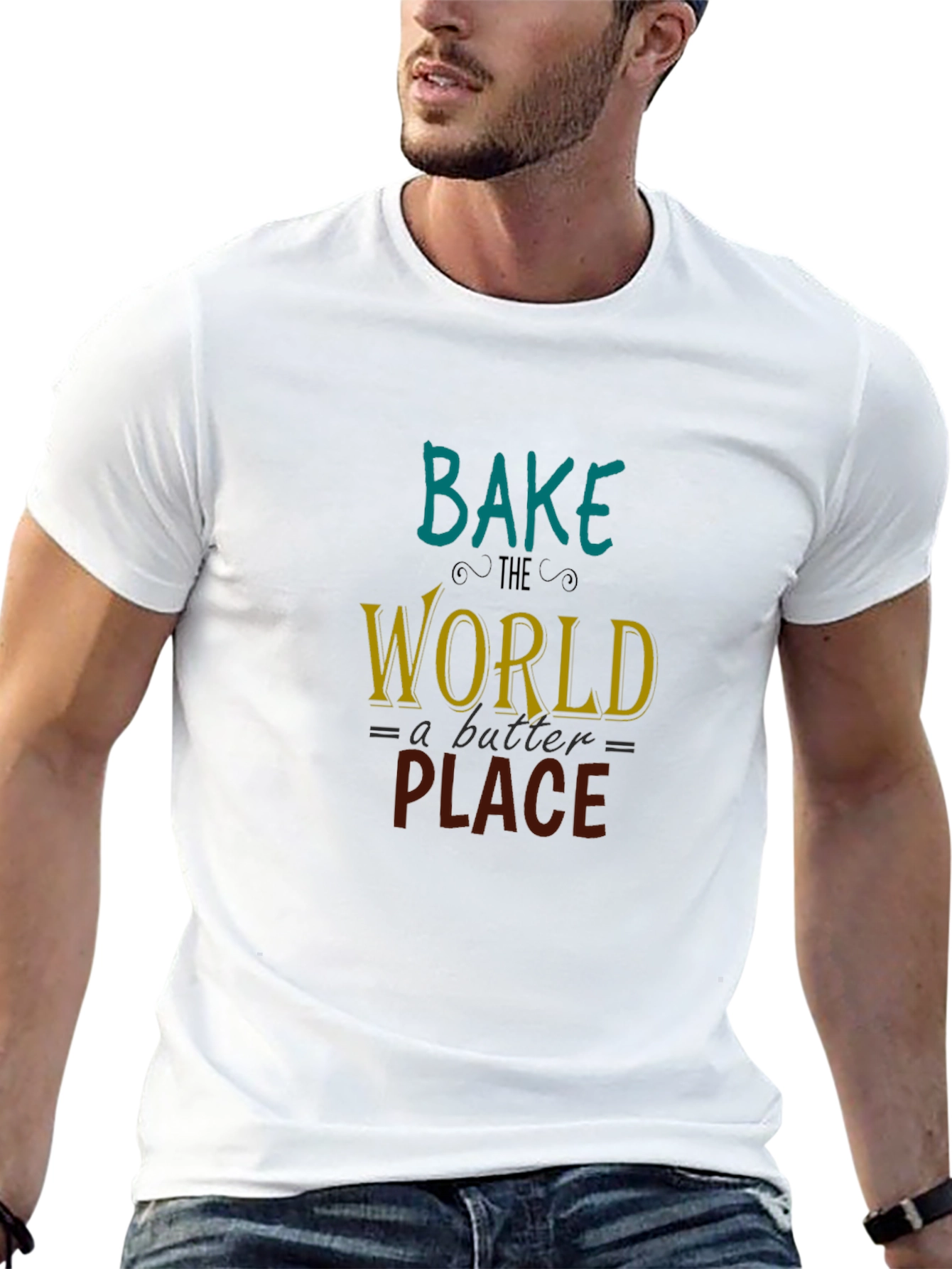Bake the World T-Shirt: Black Cotton Tee