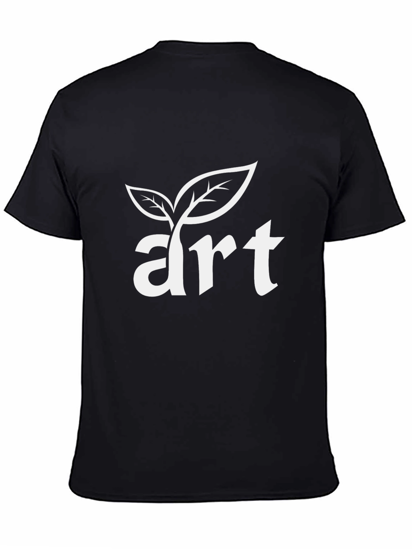 Art Leaf Design Black T-Shirt