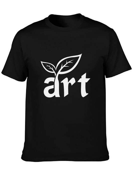 Art Leaf Design Black T-Shirt