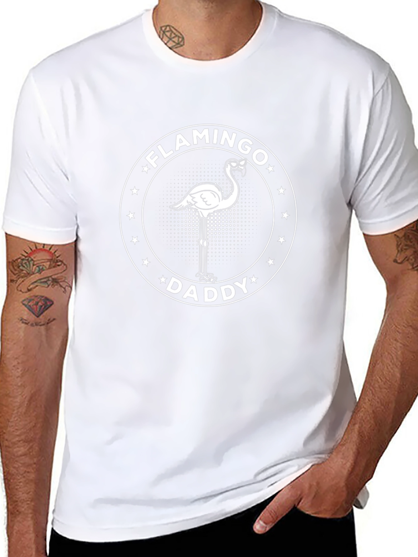 Flamingo Daddy Graphic Tee - Black Crew Neck T-Shirt