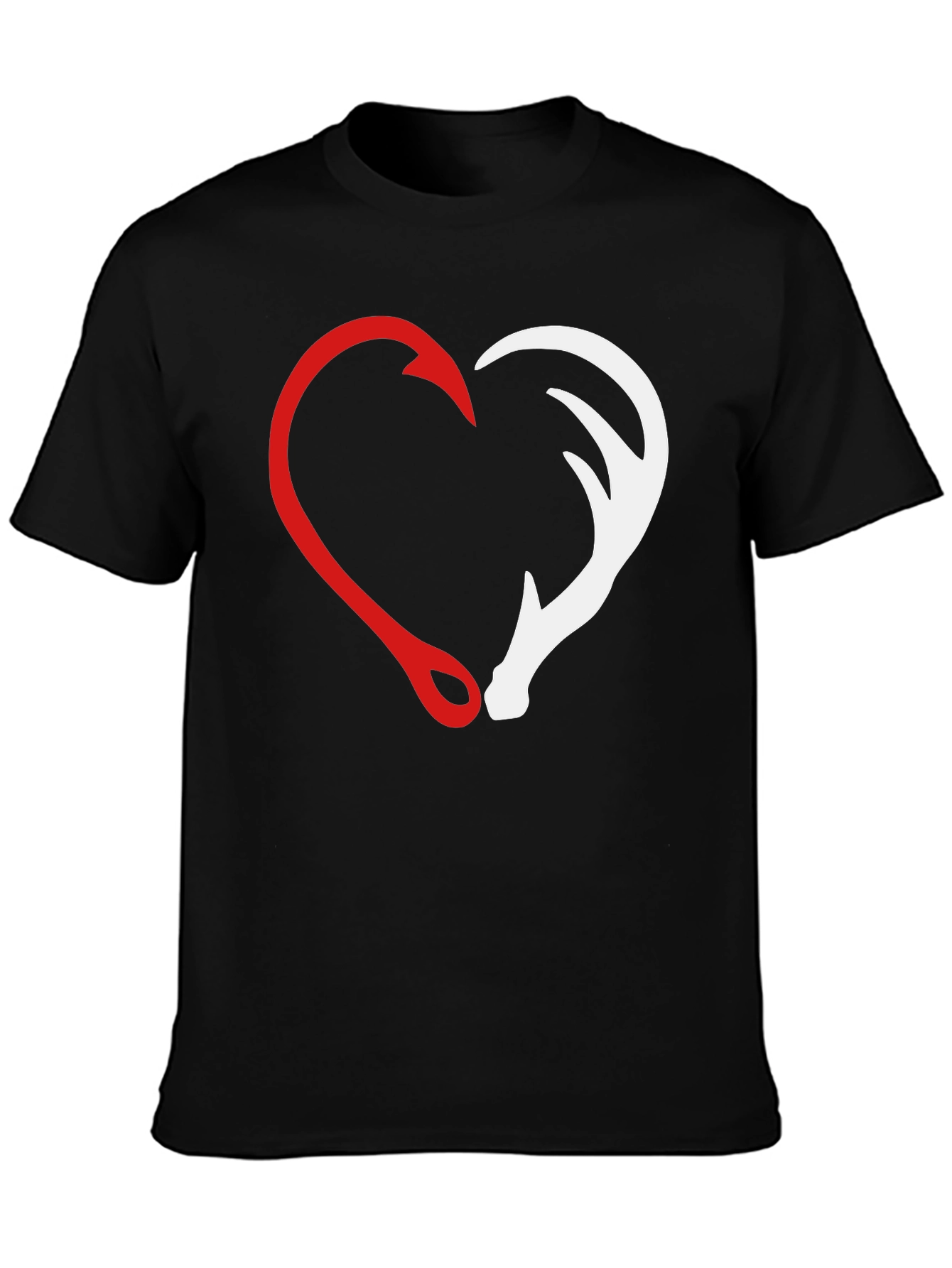 Hunting Fishing Heart Graphic T-Shirt