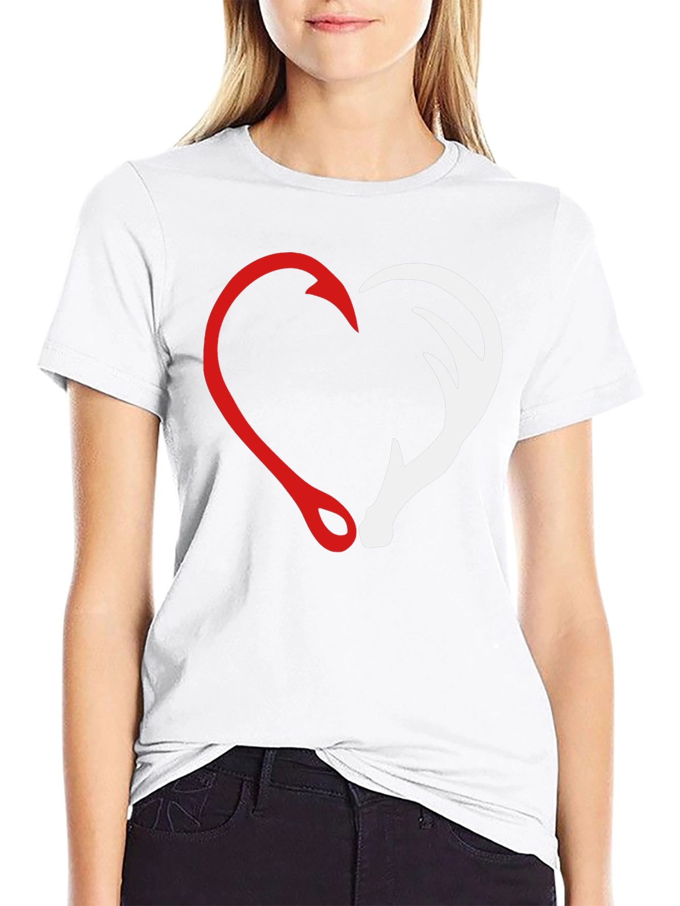 Hunting Fishing Heart Graphic T-Shirt