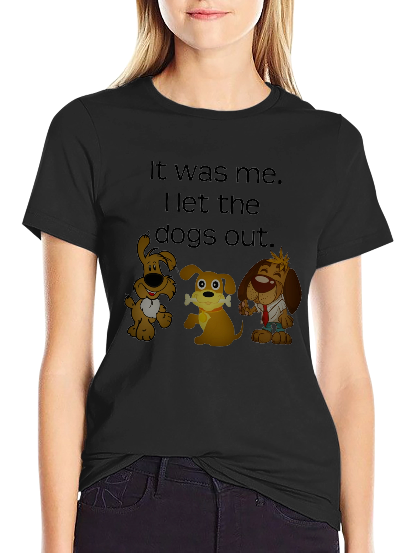 Funny I Let the Dogs Out Cartoon T-Shirt