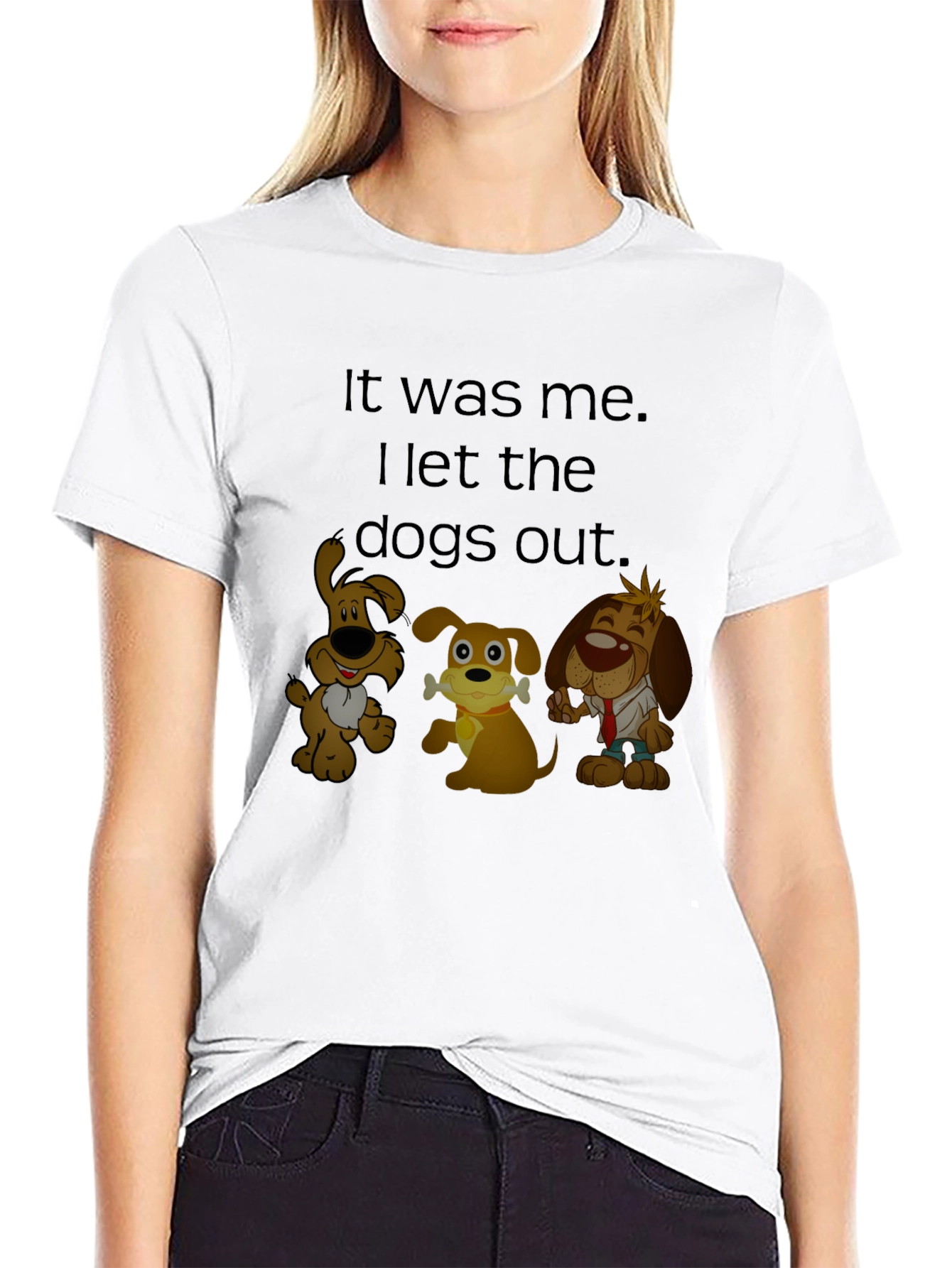 Funny I Let the Dogs Out Cartoon T-Shirt