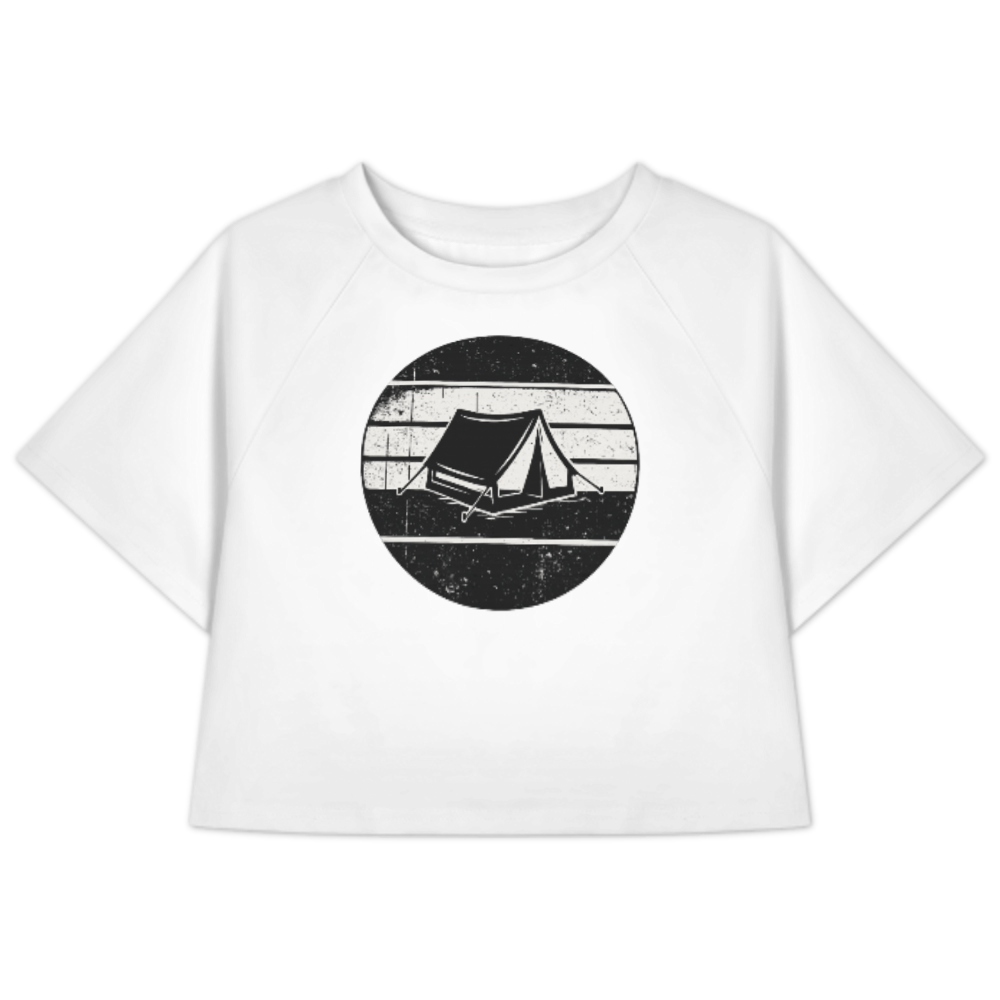 Vintage Camping Graphic Crop T-Shirt – Retro Outdoor Adventure Aesthetic Tee for Women(z291)