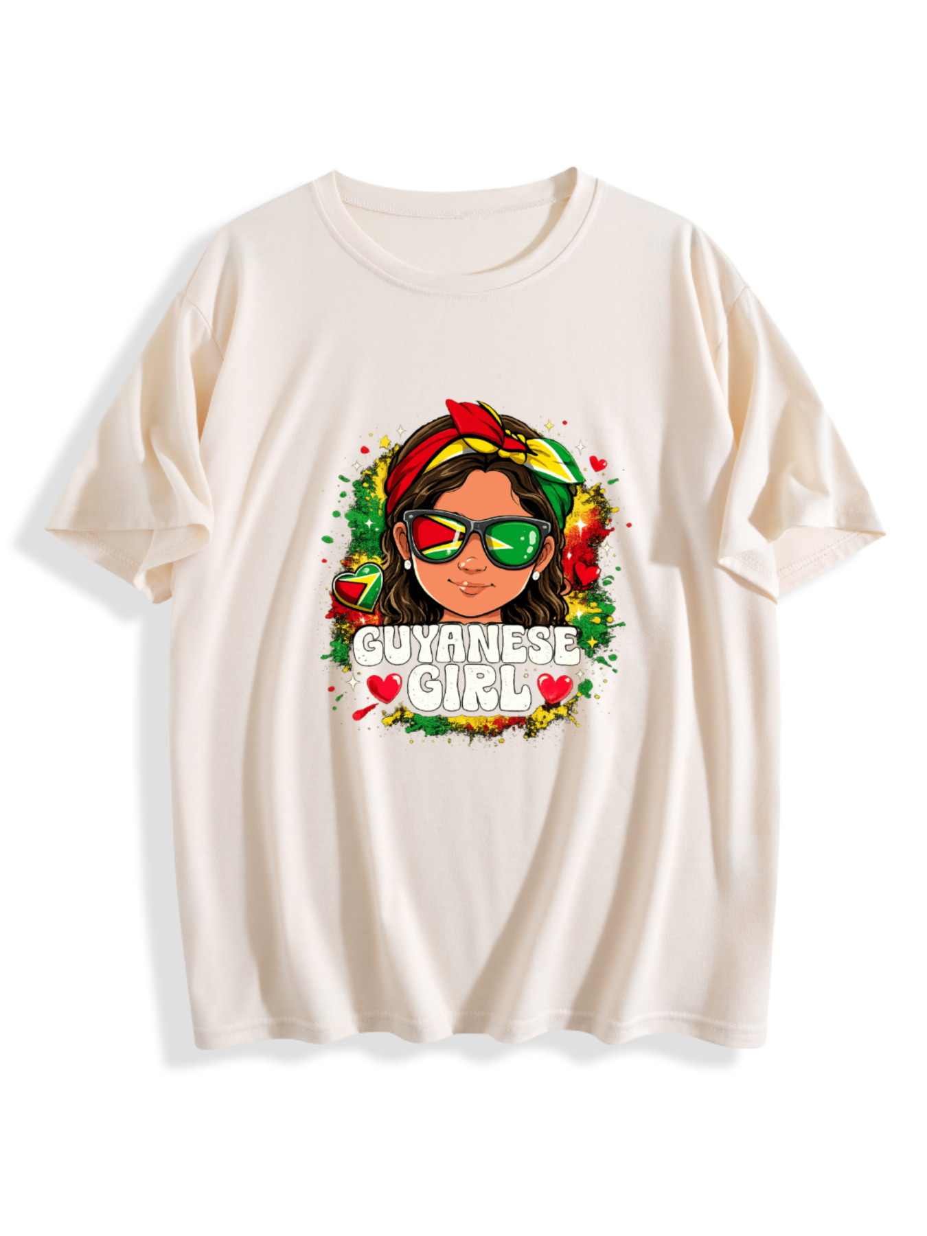 Guyanese Girl Graphic T-Shirt – 100% Pure Cotton Casual Summer Tee(hj43)