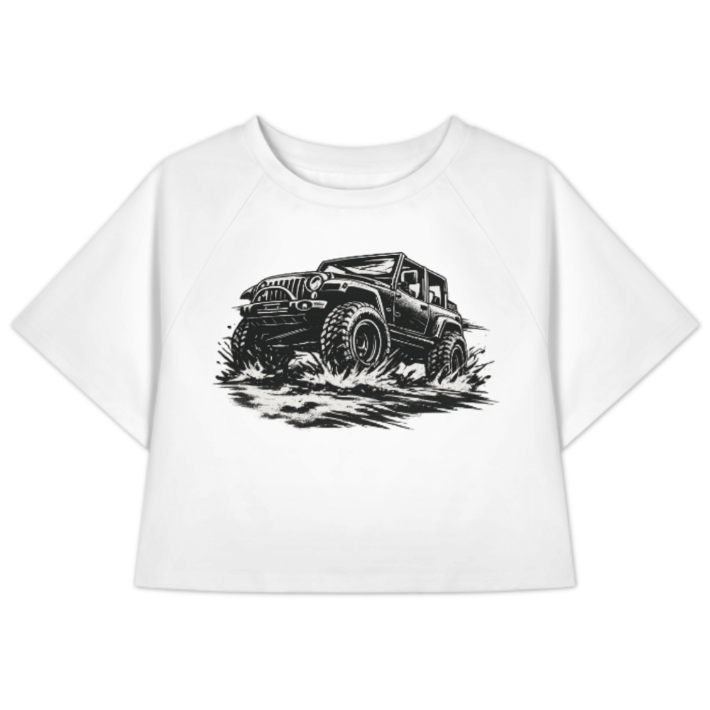 Off-Road Jeep Graphic Crop T-Shirt – Adventure 4x4 Streetwear Tee for Women(z293)