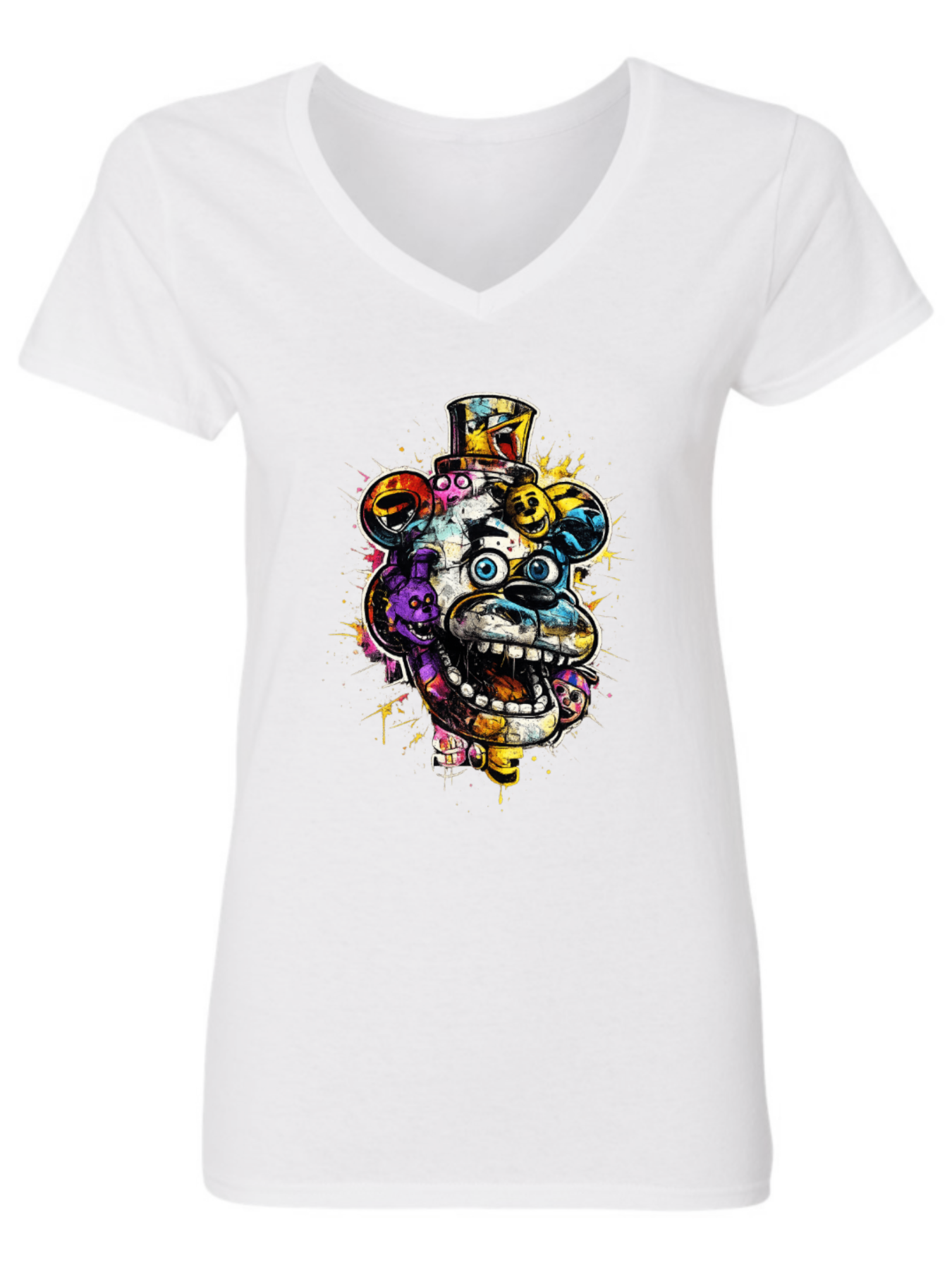 Women’s Vintage Horror Animatronic Graphic T-Shirt – Retro Streetwear Cotton Tee（hj35）