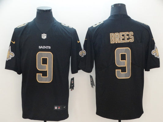 Men's New Orleans Saints #9 Drew Brees Black Authentic Game Jerseys