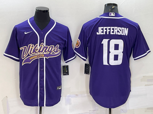 Men's Minnesota Vikings Justin Jefferson #18 Purple Game Jerseys Joint Edition