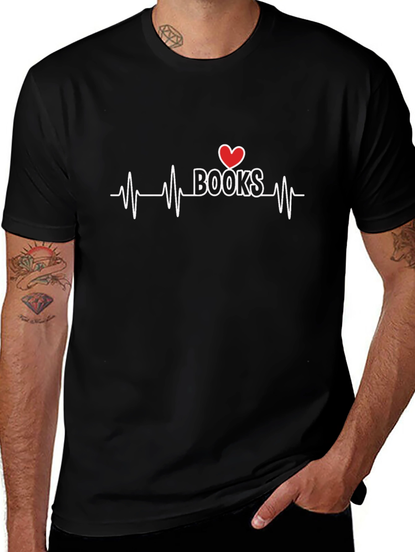 Heart Books Lifeline T-Shirt - Reading Lover Tee