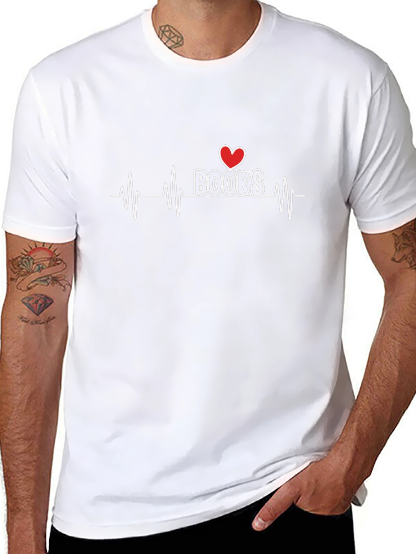 Heart Books Lifeline T-Shirt - Reading Lover Tee