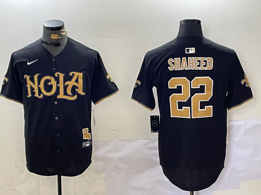 Men's New Orleans Saints Rashid Shaheed #22 Black Game Player Jerseys