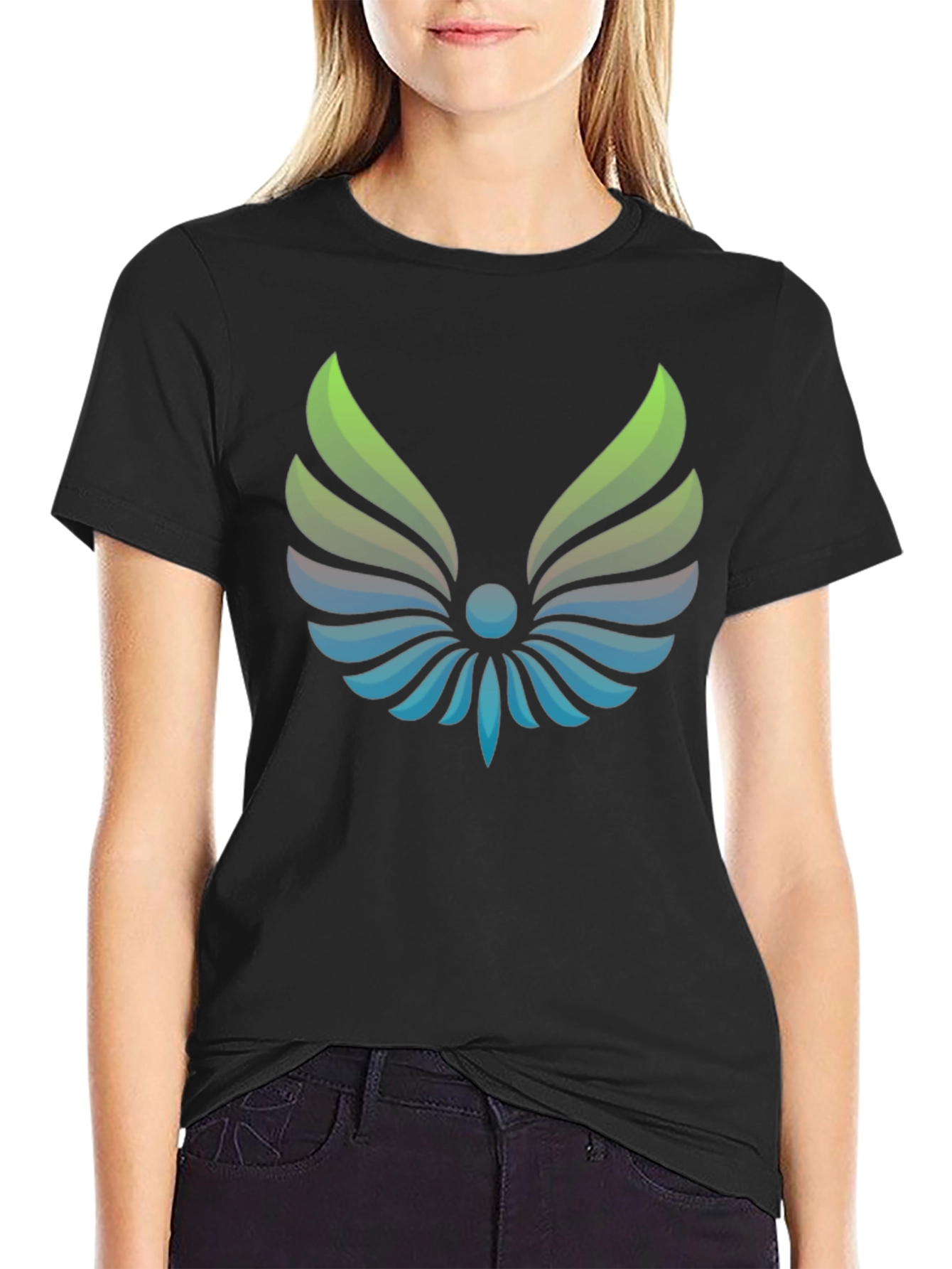 Winged Logo Black T-Shirt - Modern Graphic Tee