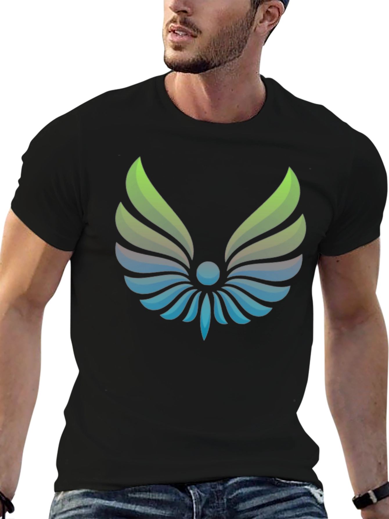 Winged Logo Black T-Shirt - Modern Graphic Tee