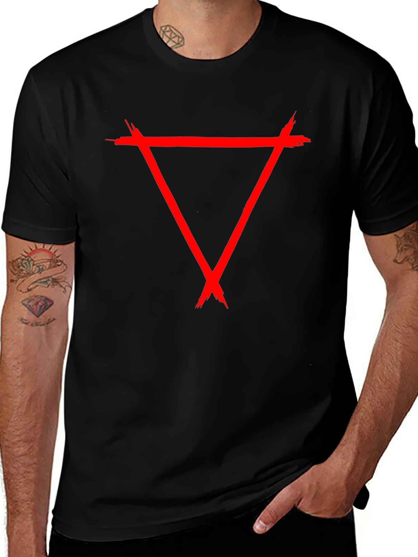 Red Triangle Graphic Black Tee