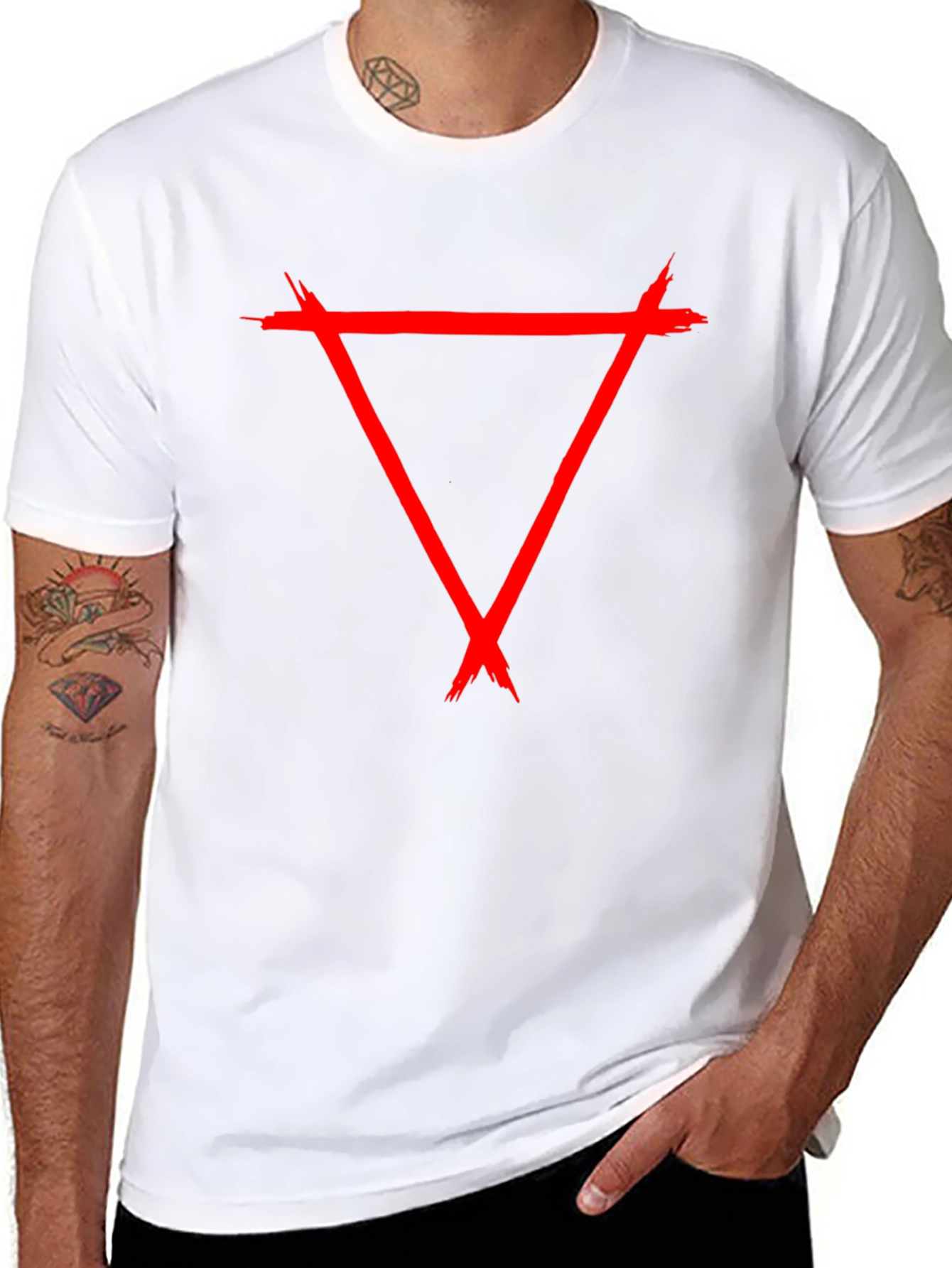 Red Triangle Graphic Black Tee