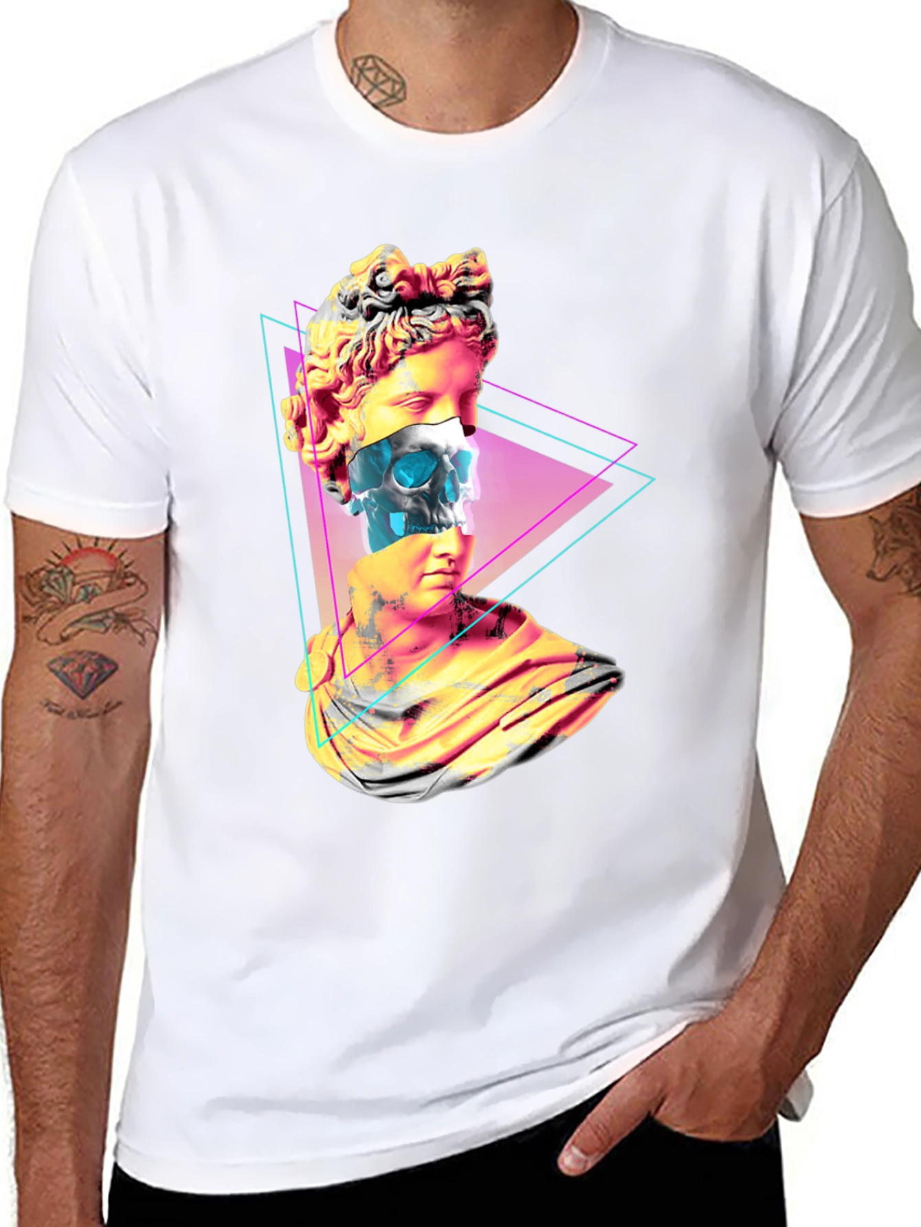 Statue Skull Graphic Tee - Mens Black T-Shirt