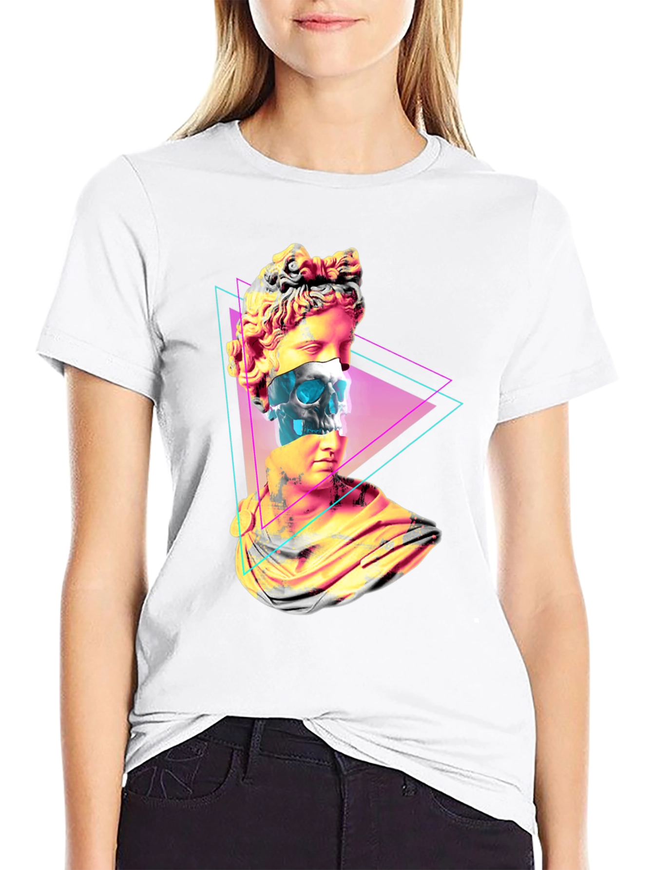 Statue Skull Graphic Tee - Mens Black T-Shirt
