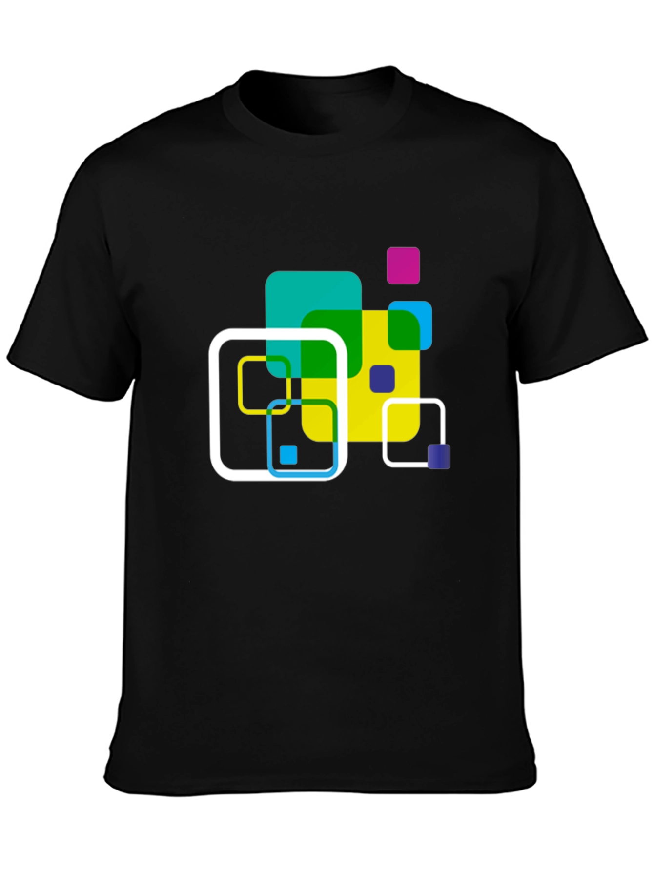 Abstract Square Design Black T-Shirt
