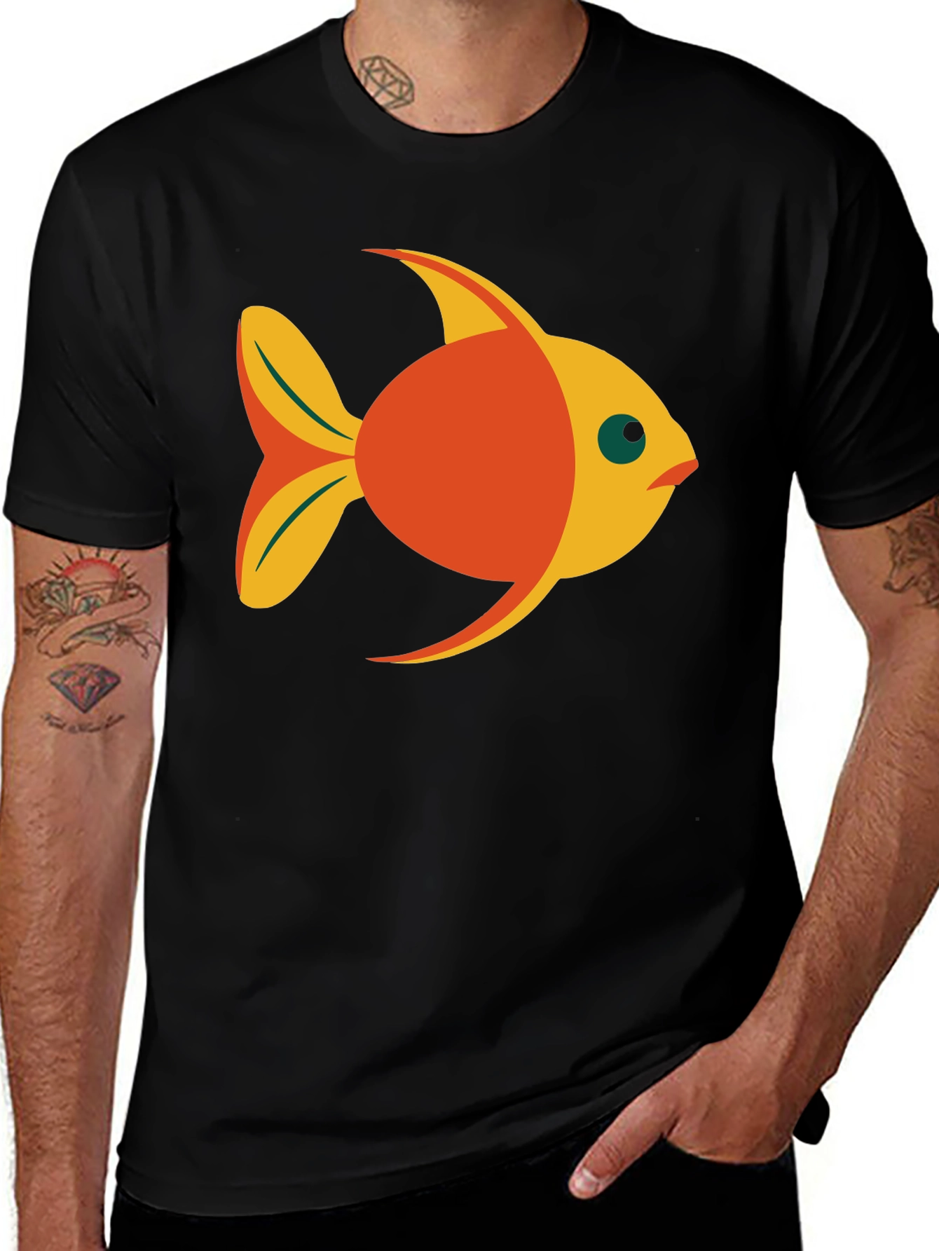 Fish Graphic Black T-Shirt - Fun Casual Wear