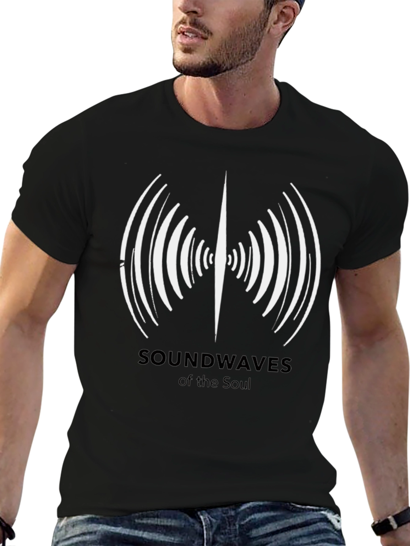 Soundwaves of the Soul Black Graphic T-Shirt