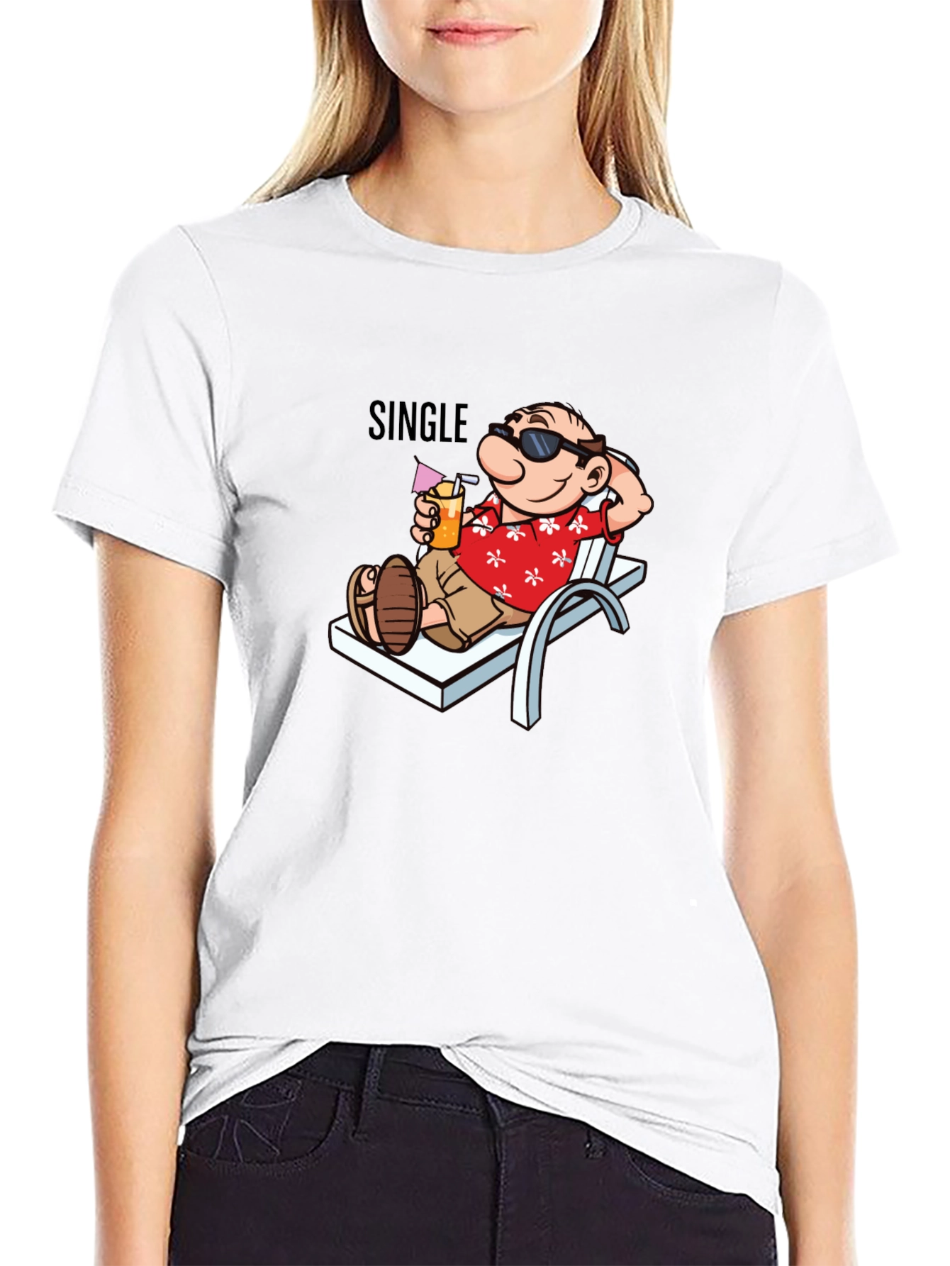 Single Man Cartoon Relaxing Graphic T-Shirt