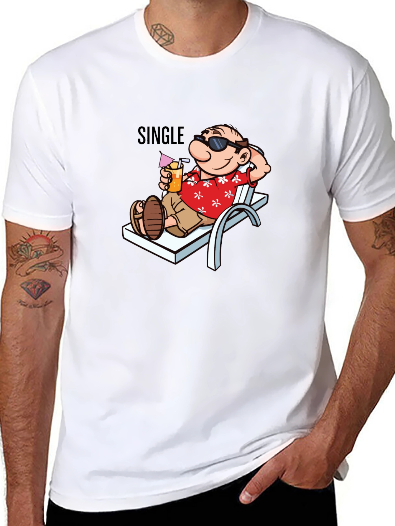 Single Man Cartoon Relaxing Graphic T-Shirt
