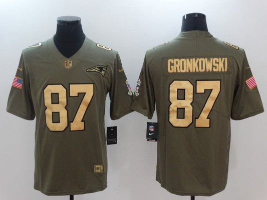 Men's New England Patriots Rob Gronkowski #87 Brown Game Player Jerseys