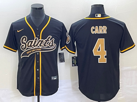 Men's New Orleans Saints Derek Carr #4 Black Game Jerseys Joint Edition
