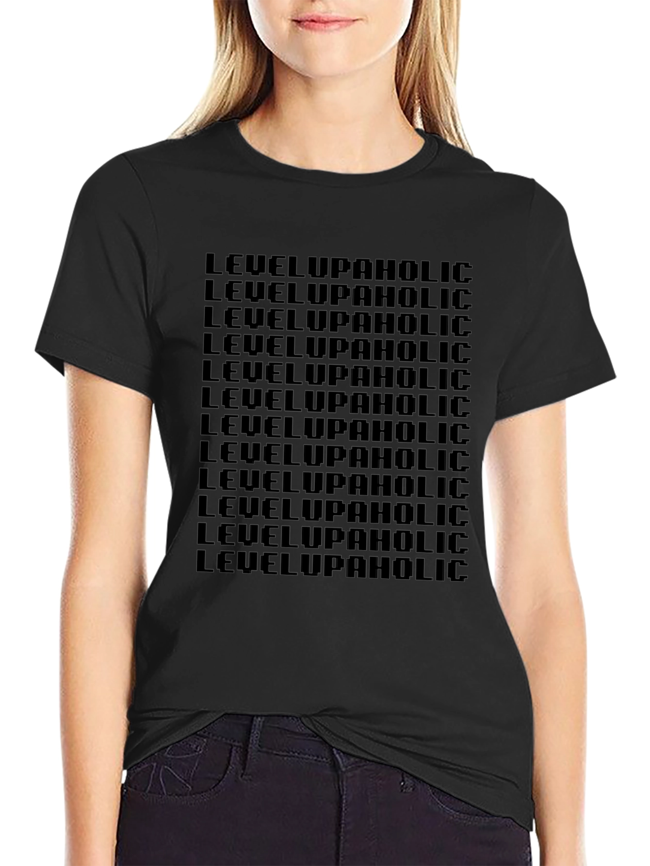 Level Upaholic Black Graphic Tee
