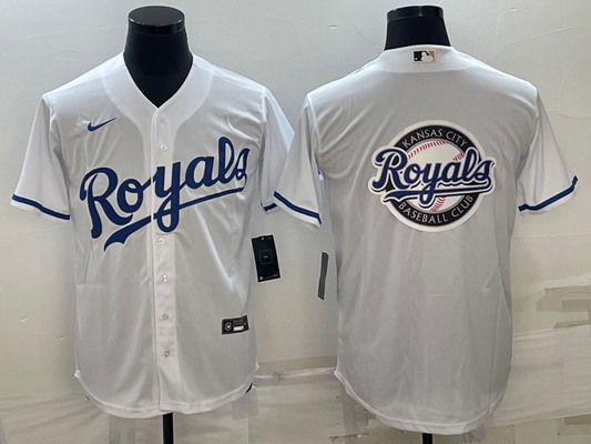 Men's Kansas City Royals White Alternate Replica Team Logo Jerseys