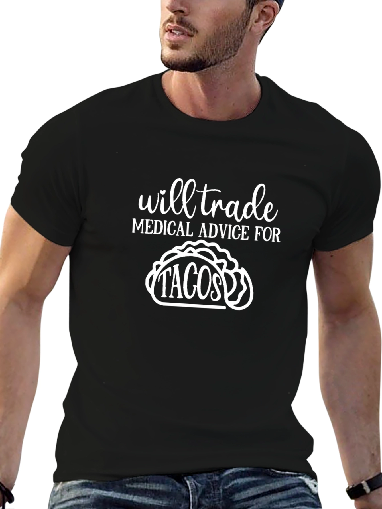 Medical Advice For Tacos Black Graphic Tee