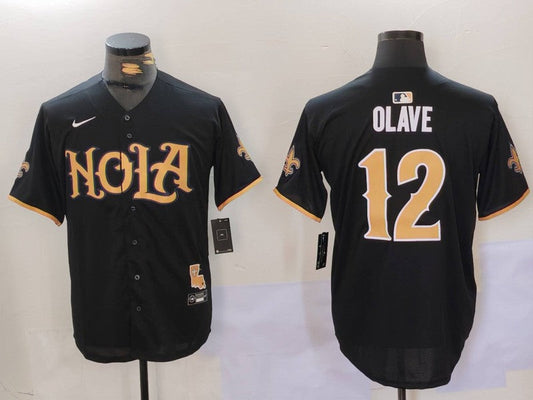 Men's New Orleans Saints Chris Olave #12 Black Game Player Jerseys