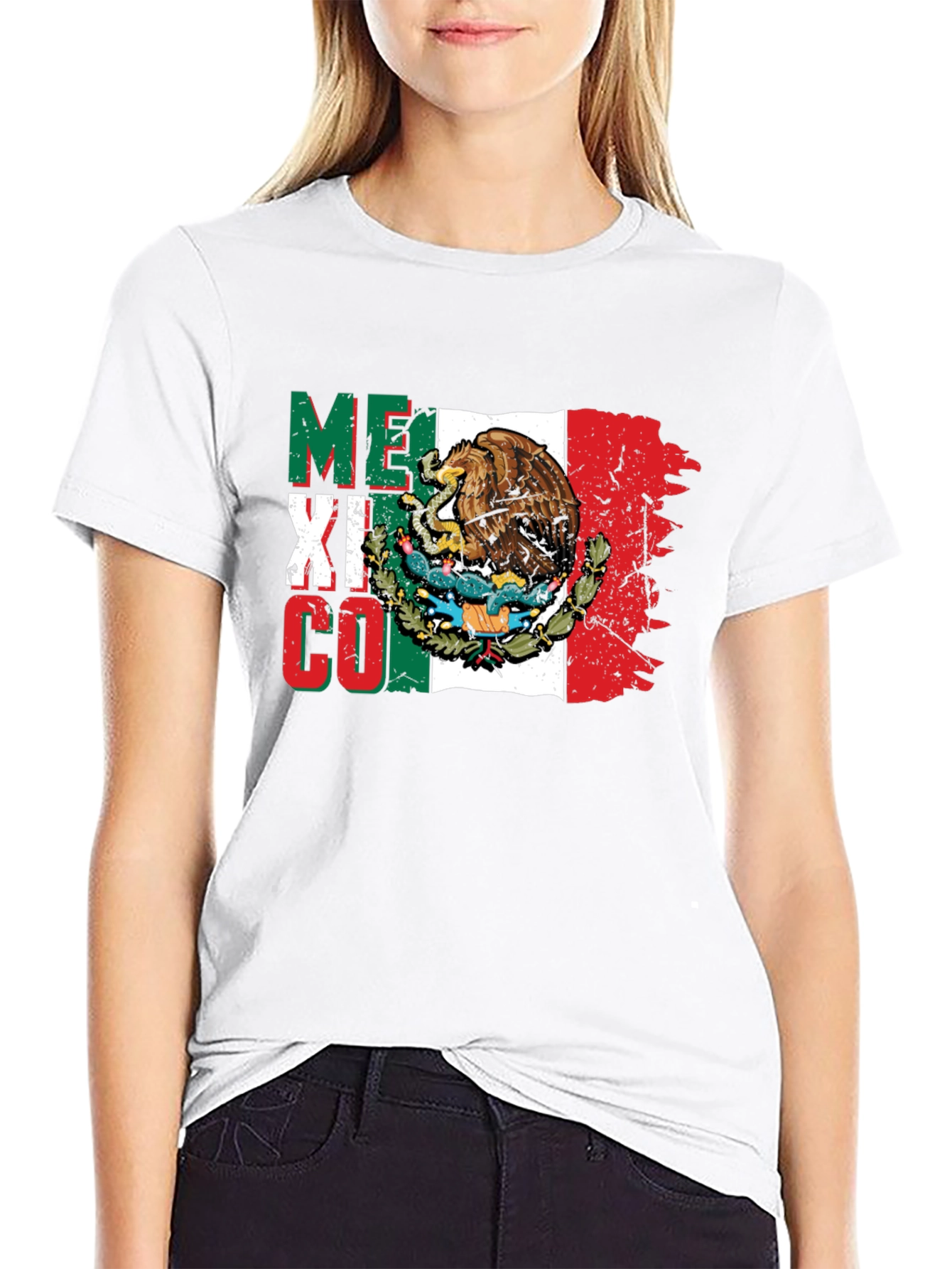 Mexico Flag Eagle T-Shirt - Black