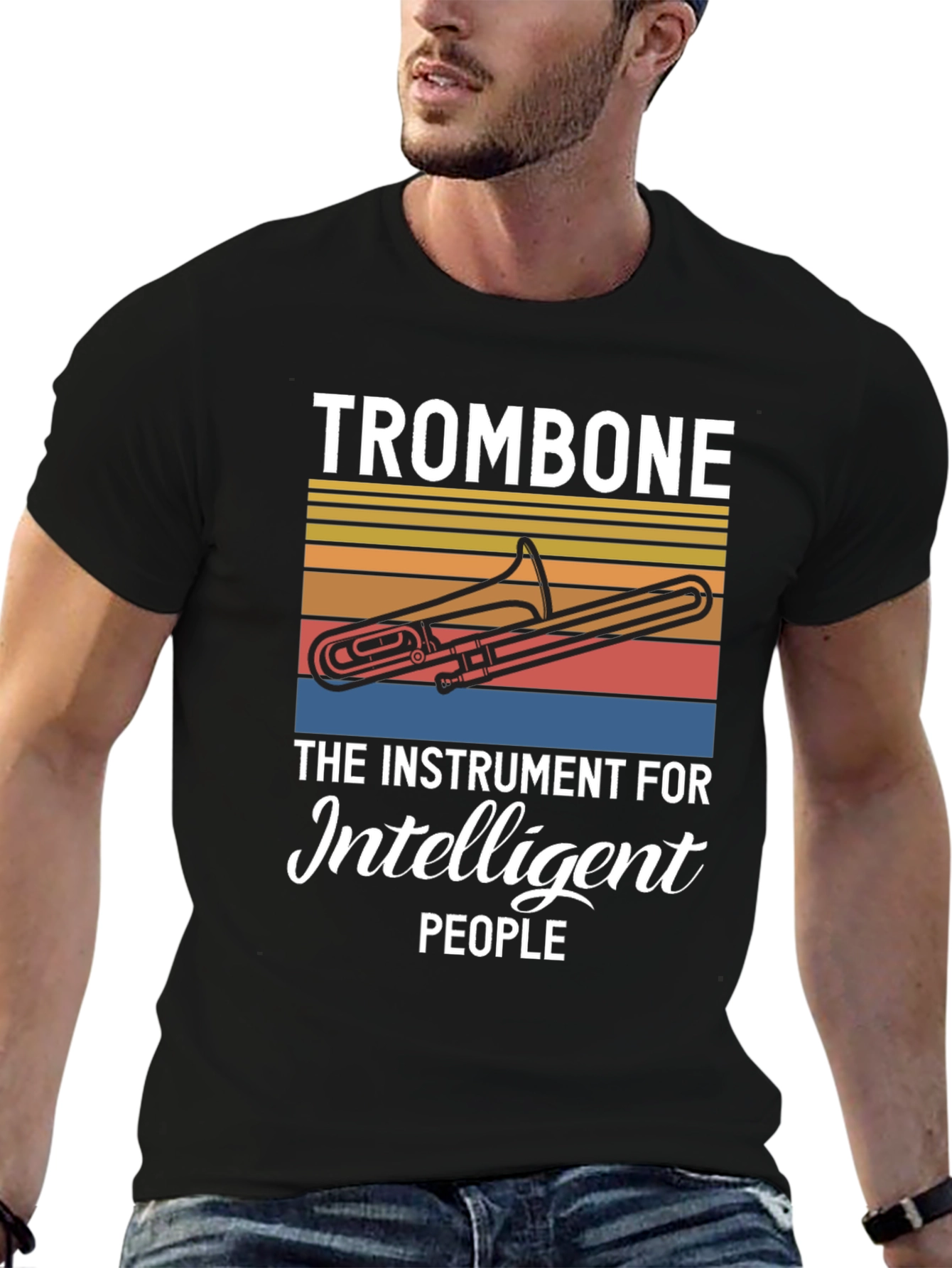 Trombone Instrument for Intelligent People Black T-Shirt