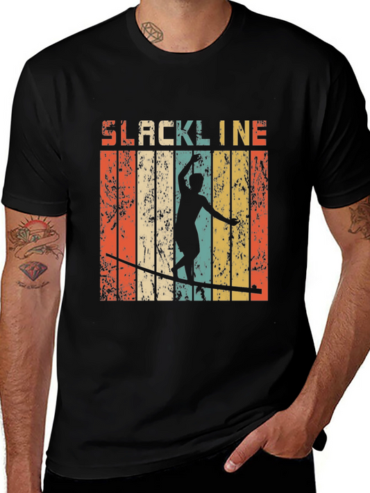 Retro Slackline T-Shirt - Vintage Style Black Tee