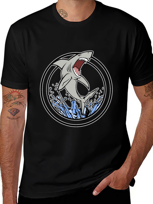 Shark Attack Graphic Tee - Black Cotton